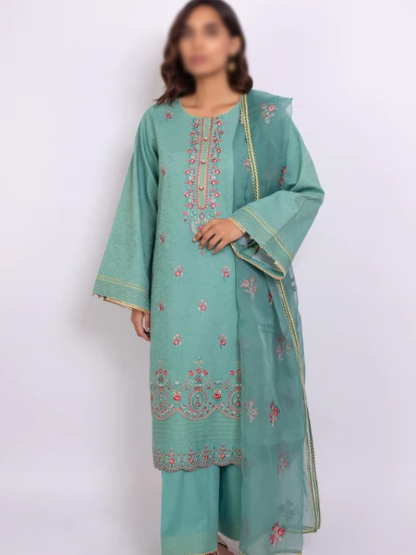 Zeen WLM32791  Stitched 3 Piece Embroidered Satin Jacquard Suit